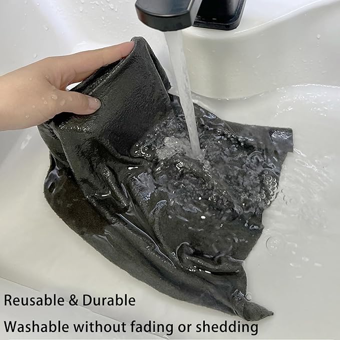 5 Pack Thickened Magic Cleaning Cloth 11.8"x11.8" Multipurpose Magic Cloth Lint Free Microfiber Cloths Reusable Streak Free Rags for Home Kitchen & Bathroom Dark Gray