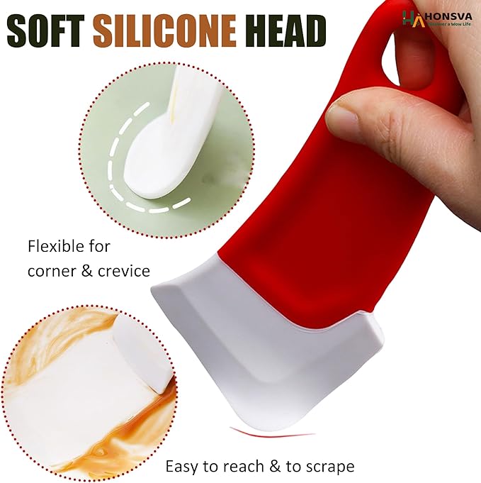 Dish Scraper for Cleaning Pans, Pots, Bowls, Silicone Kitchen Sraper, Non-stick Scraping Spatulas Tool, 3 Piece in 1 Pack.