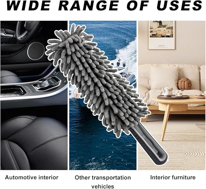 Car Duster Interior - Lint-Free Microfiber Cleaning With Comfortable Handle, Reusable & Washable for Auto Exterior Interior Home Office, Car Accessories