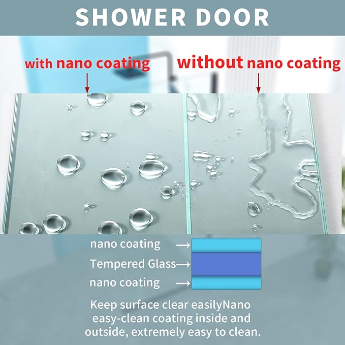 56-60" W x 76" H Frameless Single Sliding Shower Door, Frameless Shower Door, Shower Glass Door with 5/16" (8mm) Clear SGCC Tempered Glass, Stainless Steel Hardware O01 (2 Roller - Chrome)
