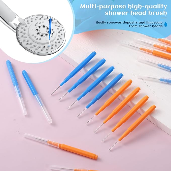80Pcs Shower Head Cleaner Tool,Heavy Duty Multifunctional Shower Head Cleaning Brush Anti-Clogging Nozzle Professional Grade Bristles for Deep Cleaning Small Holes, Gaps for Household Bathroom