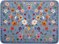 Colorful Flower Dish Drying Mat - Blue Large Floral Coffee Mat for Kitchen Counter Decor 18 X 24