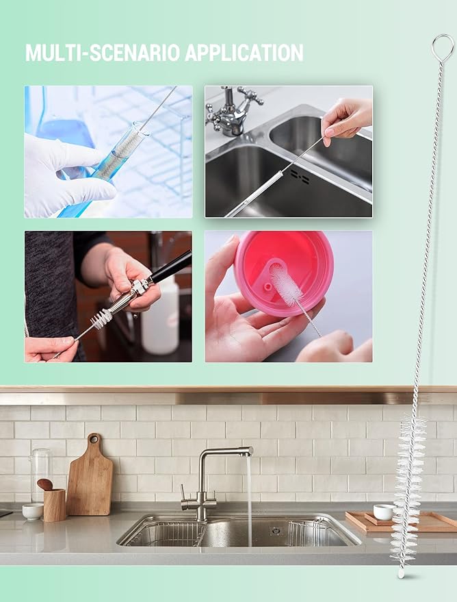 Auto Sunroof Cleaning Tool, 120 Inch Long Flexible Pipe Brush, Tube Cleaner Brush with 1 PC 7.9 Inch Drain Brush, Slim Drain Dredging Brush Perfect for Car Sunroof, Windshield Wiper Drain Hole