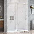Frameless Shower Door,5/16" (8mm) Glass Sliding Shower Door with Soft-Close & Anti-Leak,Nano Coating Anti-Explosion Film SGCC Tempered Glass 43"-48" X 76"H,Brushed Nickel
