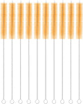 uxcell 10Pcs Drinking Straw Cleaning Brushes, 10" x 5/8" Nylon Bristles Long Straw Brush Pipe Cleaner for Washing Straws Pot Spout, Sippy Cup, Bottle and Tube (Yellow)