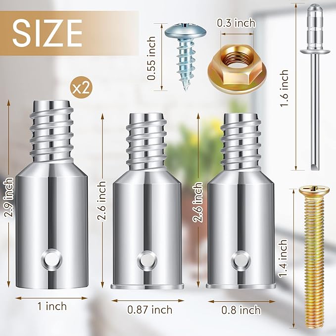 Zhengmy 6 Pcs Threaded Tip Replacement, Broom Handle Threaded End, Pole Handle Replacement, Extension Pole Adapter Tips for Metal Broom(0.8 Inch, 0.87 Inch, 1 Inch)