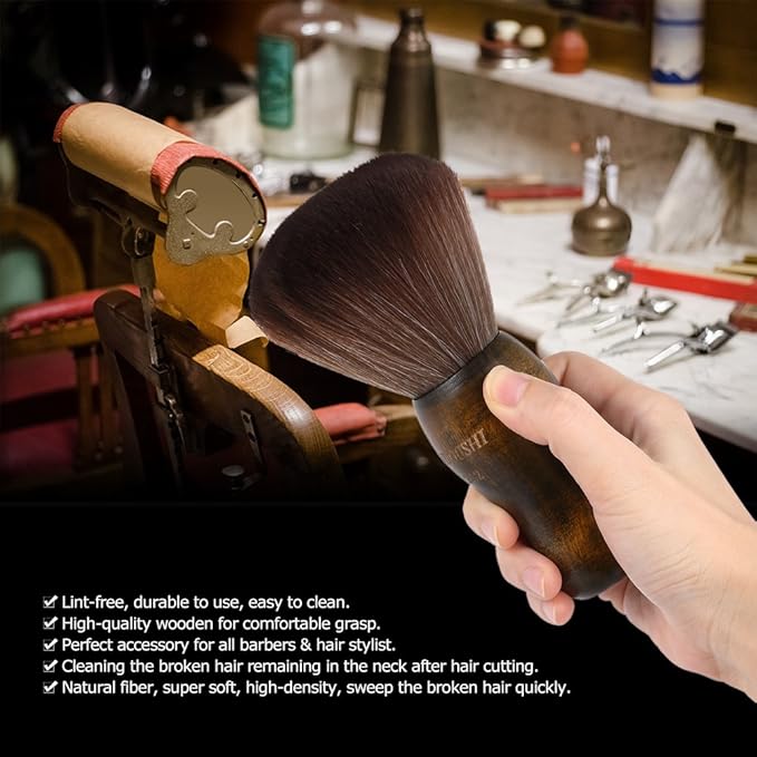 Anself Large Hair Cutting Neck Duster Brush Professional Barber Natural Fiber Wooden Handle Cutting Kits Type1