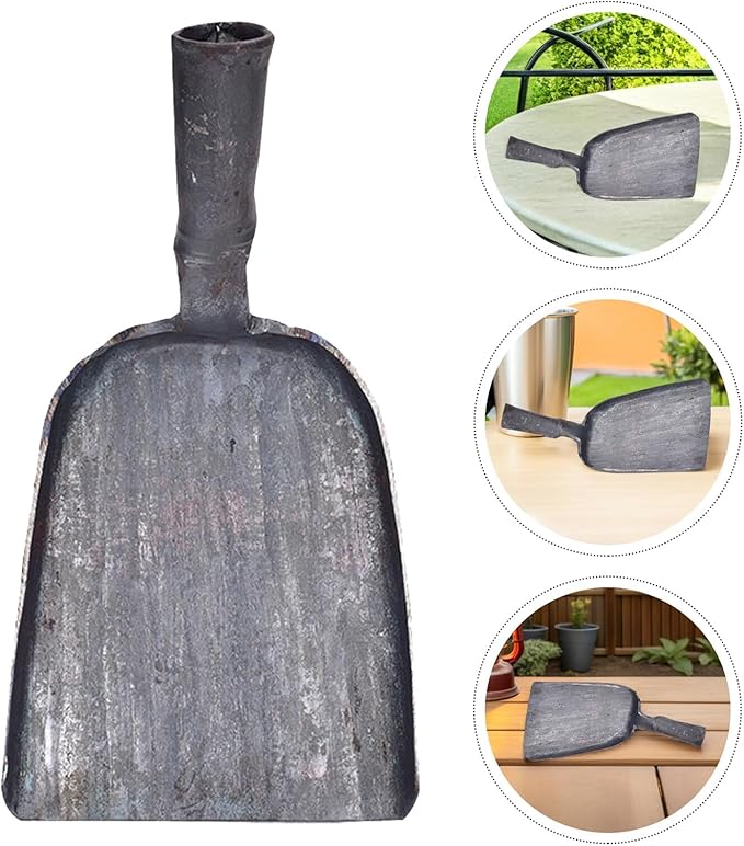 Veemoon Steel Fireplace Ash Shovel, BBQ Charcoal Shovel Small Compact Coal Scoop Cleaning Flat Scooping Spade for Kitchen Sand Stove Garden Supplies Outdoor Indoor (4.3 * 7.8“)