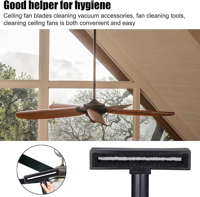 Ceiling Fan Blade Cleaner Ceiling Fan Vacuum Attachment Vacuum Duster Attachment Furniture Cleaning Brush Cleaning Tool (Black)