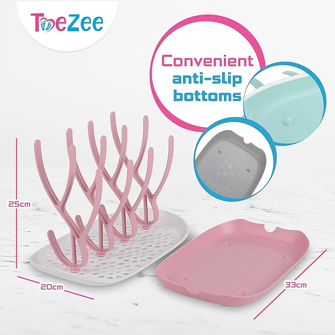 Baby Bottle Drying Rack Space Saving Countertop Baby Bottle Holder, Drying Rack for Baby Bottles Accessories - Stores Up to 12 Bottles, Dishwasher Safe (Gray)
