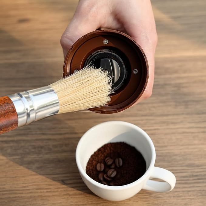 2Pcs Coffee Machine Cleaning Brush Espresso Brush Tools Accessories Wooden Handle and Natural Bristles Cleaning Tool Used on Group Heads Shower Screen Portafilter Home Kitchen