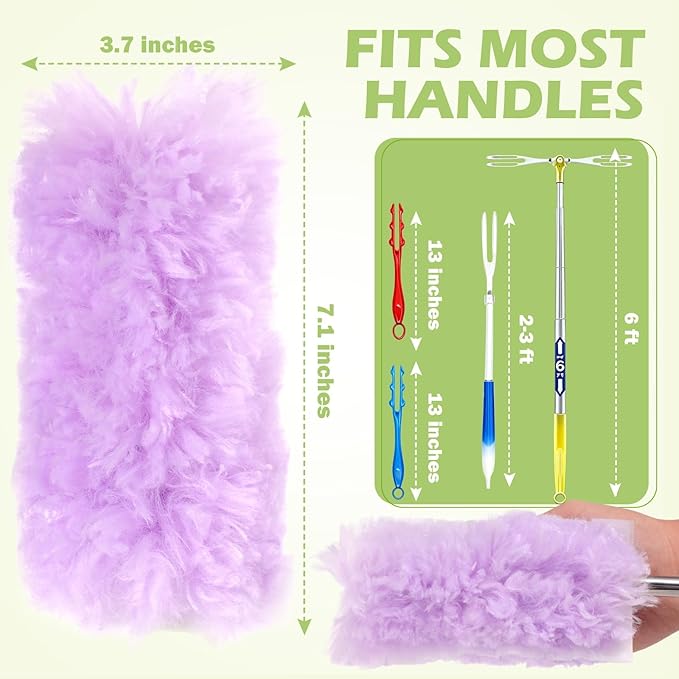 30-Pack Dual-Sided 360° Duster Refills, Heavy Duty Static Cleaning Heads for Multi-Surface, Compatible with Most Handles for Furniture, Electronics, Fans & Blinds (Purple)