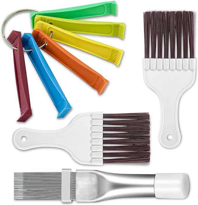 Cenipar Fcr6 Air Conditioner Fin Comb Set 4PCS AC Fin Comb Straightener Include FCR6 Fin Comb,Metal Radiator Fin Comb and 2 Pack Condenser Fin Comb Brush HVAC Fin Comb for Air Conditioner