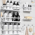 YASONIC Shower Caddy, 6 Pack Large Capacity shower organizer with Soap Holder and 12 Hooks, Rustproof Shelves for Inside Shower, No Drilling&Sleek Bathroom Organizers and Storage White