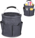 17L Portable Cleaning Bucket Organiser, 6 Pockets Foldable Cleaning Caddy with Handle Wearable Cleaning Caddy Bag for Outdoor Camping Garden Harvest Basket Home Bathroom Storage (Dark Gray)