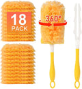 18 Count Duster Refill for Swiffer Duster with 1 Handle - 360° Multi-Surface Larger Size Feather Dusters, Disposable Duster Kit for Cleaning Home, Furniture, Blinds and Ceiling Fans