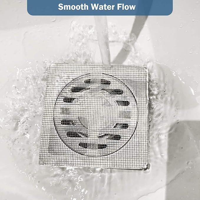 25 Packs - Disposable Shower Drain Hair Catcher 3.94 Inches Square Drain Hair Catcher Stickers for Bath & Kitchen - Hair Catcher Shower Drains Cover for Human & Pet Hair - Mesh for Bathtub & Laundry