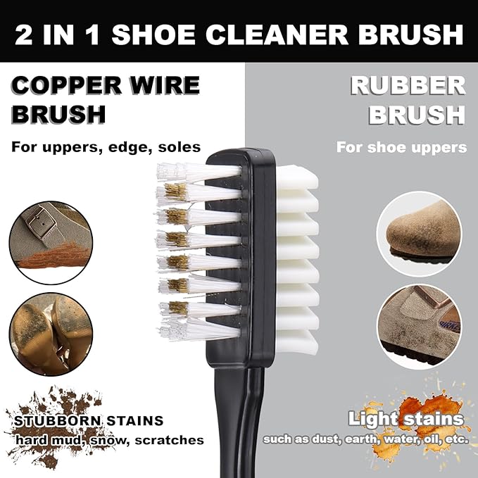 XANGNIER Shoes Cleaning Brush Kit for Birkenstock, 3PCS Suede & Nubuck Care Set with 2-in-1 Shoe Cleaning Brush & Eraser for Birkenstock Sandals,Clogs,Leather Footbeds & More,Ultimate Maintenance Tool