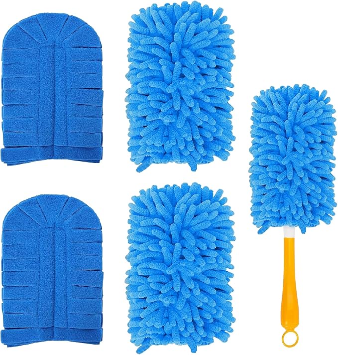 4Pack Reusable Duster Compatible with Swiffer Hand Duster Refill Microfiber 360 Heavy Duty Dusters Refills Washable Duster Pads for Cleaning Ceiling Fan Window(Handle is Not Included) (4Pack Blue1)