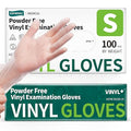 Vinyl Disposable Exam Gloves, Clear 4 Mil Powder-Free Latex-Free Medical Food-Safe Cooking Cleaning Glove, 100 Pcs (Small)