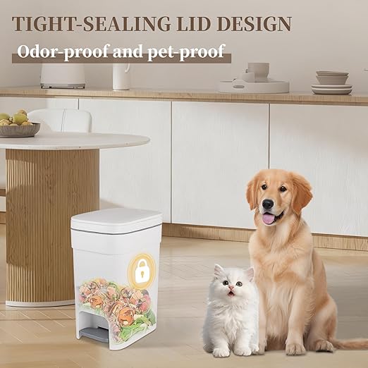 JiatuA Small Bathroom Trash Can with Lid Soft Close, 2.6 Gallon Step Garbage Can Slim Trash Bin Wastebasket for Kitchen Bedroom Office Living Room Toilet College Dorm, White