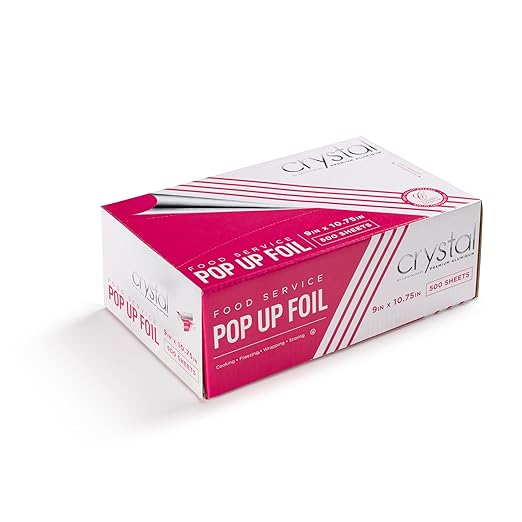 Crystal by crystalware FPU9103000B Premium Aluminum Foil Pop Up Sheets, 9" x 10.75" 500 Sheets