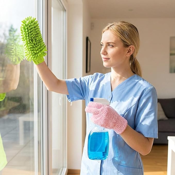 6 Pcs Microfiber Dusting Mitt Gloves for Plants Washable Dusting Gloves for House Cleaning Furniture Car Washing
