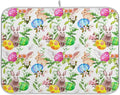 Happy Easter Day Bunny Dish Drying Mat for Kitchen Easter Eggs Peeps Spring Flowers Microfiber Drying Mats Absorbent Reversible Dish Pad Medium Dish Draining Mat 16x18 inch
