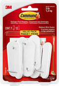 Command Medium Wire Hooks Value Pack, White, 7-Hooks, 12-Strips, Organize Damage-Free