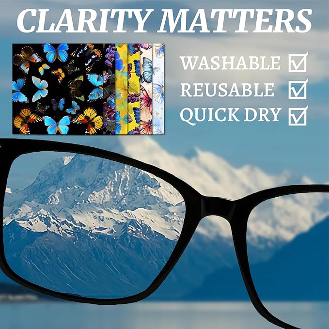 CREATCABIN 6 Packs Thickened Glasses Cleaning Cloth Elegant Flower Design