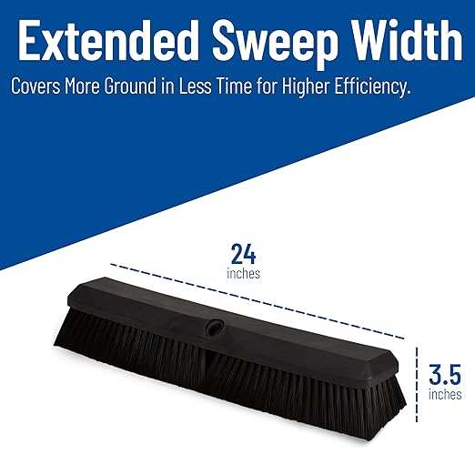 SPARTA 41891EC03 Omni Sweep Plastic Push Broom Head, Heavy Duty, Industrial Broom With Color Code System For Outdoor, Indoor, Garage, Concrete, Patio, Kitchen, Bathroom, 24 Inches, Black, (Pack of 12)