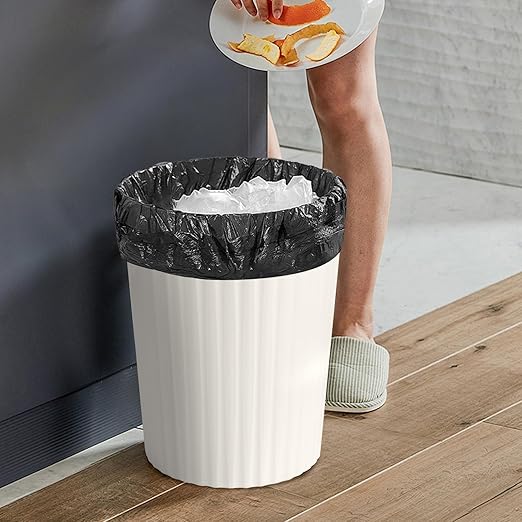Versatile 2 Gallon Plastic Trash Can - The Compact Bin for Bathroom, Kitchen, or Home Office - Beige