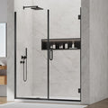 Pivot Shower Door, Adjustable Width 58.5-60" W x 76" H Hinged Shower Glass Door with 3/8" (10mm) Clear SGCC Tempered Glass with Nano Easy-Clean Coating, L01 Matte Black