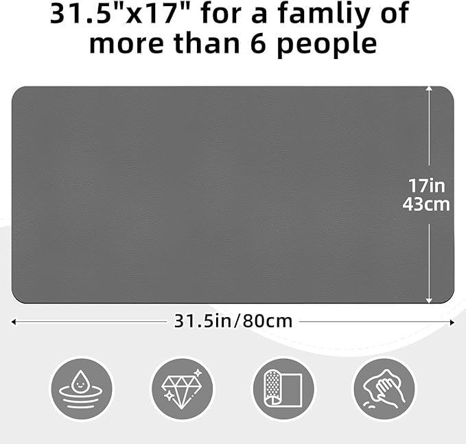LOPNUR Kitchen Dish Drying Mat, 31.5"x17" Extra Large Dish Drying Mats for Kitchen Counter, Super Absorbent Dish Drying Pad, Diatomite Coffee Mat Heat Resistant Mat with Anti-slip Rubber Backed, Grey
