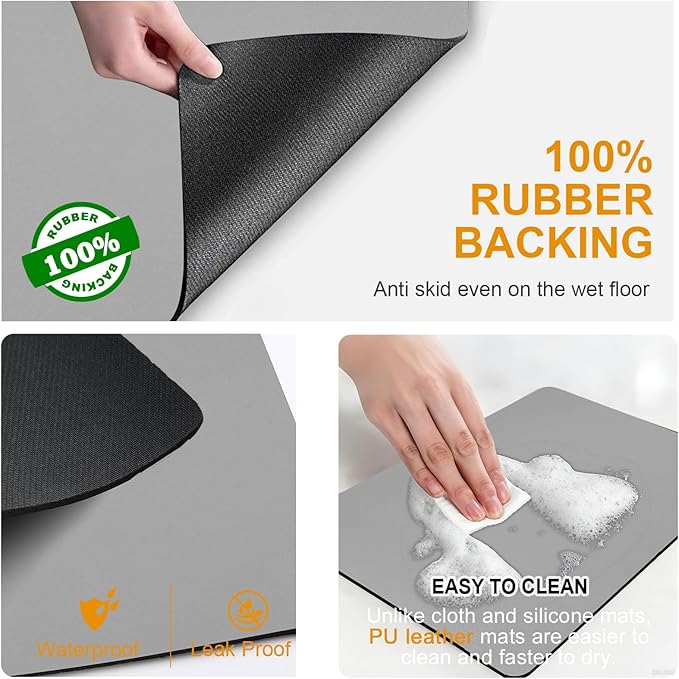 Dish Drying Mats for Kitchen Counter, Waterproof Coffee Mat for Countertop, Under Sink Mats, Coffee Bar Mat Accessories