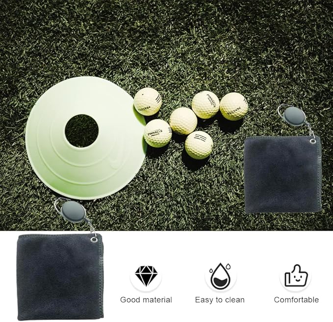 2 Pcs Golf Towels Quick Drying Golf Cleaning Towels with Hook Absorbent Cleaning Towel for Golf Bags Fitness Sport Outdoor Yoga