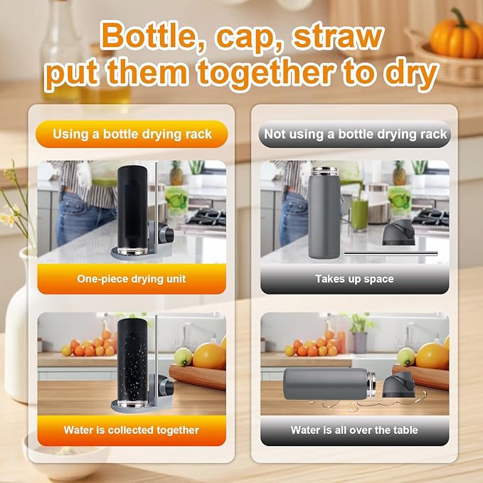( 2pcs)Silicone Water Bottle Boot and Bottle Drying Rack Compatible with Owala 24oz,Bottom Bumper Protector/Anti-Slip/Prevent scratches/Drying Rack Saves Space/Compatible with FreeSip Bottles,Black