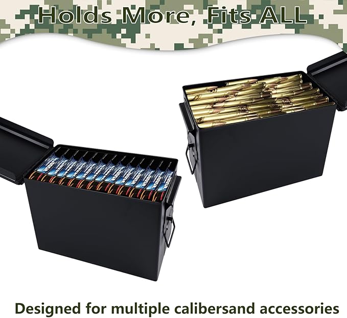 Ammo Can&Ammo Box, Fireproof & Waterproof Metal Storage Box - Perfect for Ammo, Lithium Batteries & RC Car Batteries