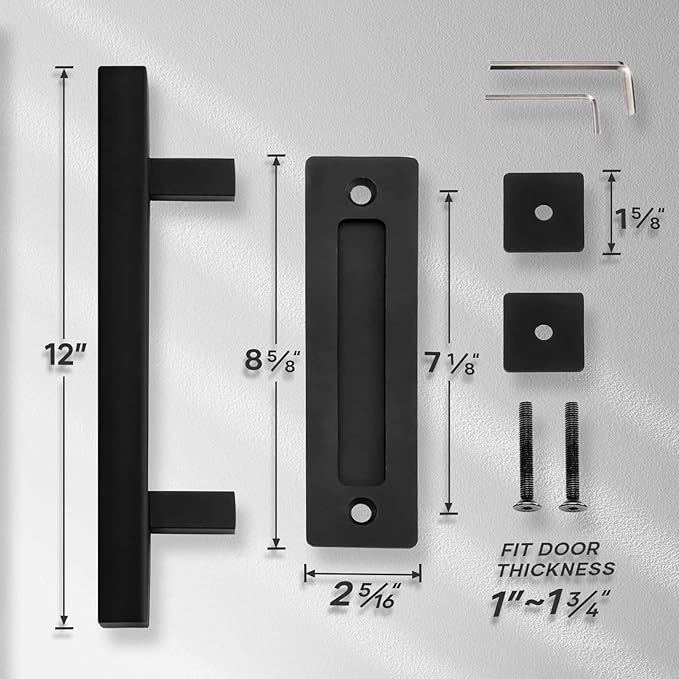 EaseLife 2 Pack 12" Sliding Barn Door Handles and Pulls Hardware,Rustic Double Sided,Heavy Duty