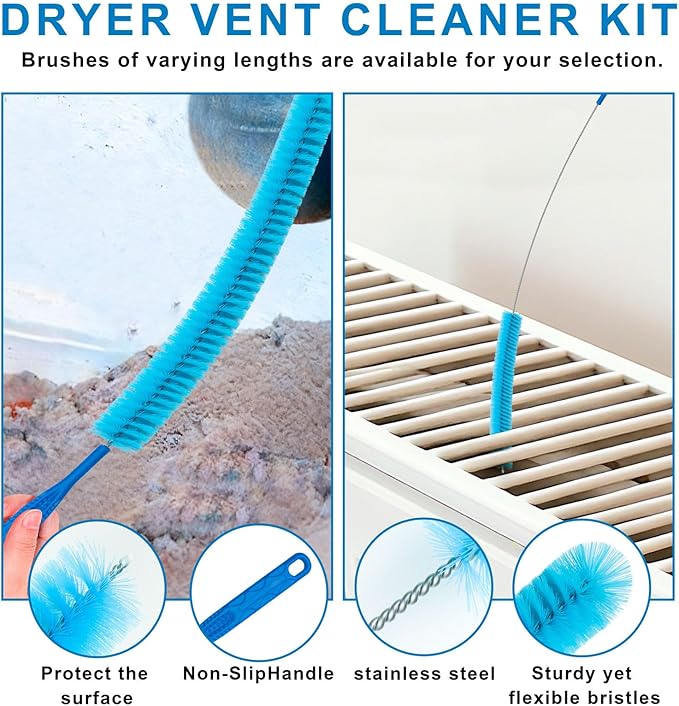 4 Pieces Dryer Vent Cleaner Kit‌ with ‌Lint Brush‌ – Professional ‌Dryer Vent Brush‌, ‌Flexible Cleaning Tools‌ for ‌Lint Trap‌, ‌Appliance Brush‌ & ‌Dryer Filter‌