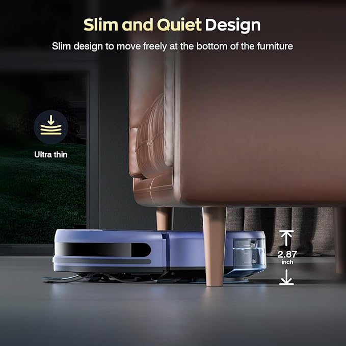 Robot Vacuum and Mop Combo with APP/Voice/Remote Control, 2 in 1 Vacuuming & Mopping Robot, Schedule, Strong Suction, Tangle-Free, Slim & Quiet, for Homes with Pets, Low Pile Carpet & Hard Floors