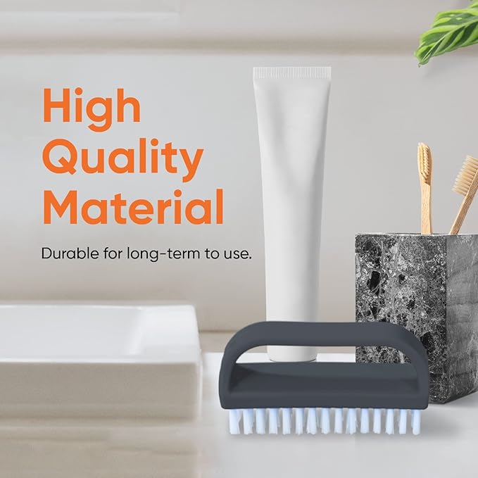 Superio Stiff Nail Brush for Cleaning Fingernails Small Scrub Brush with Handle, Cleaning Brushes for Hands, Toes, and Nails (Black, 12 Pack)
