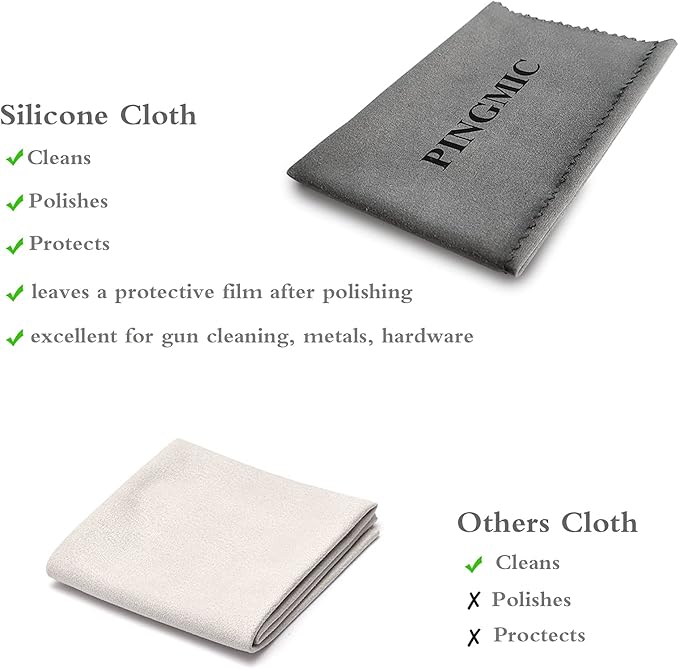 PINGMIC 2/5 Pack Silicon Gun Cleaning Cloth, Lint-Free Microfiber Gun Cloth, 12" x 12" Large Cleaning Wipes, Polishing Rag for Firearms, Reel, Knives, Tool, Sporting Equipment, Precision Instruments