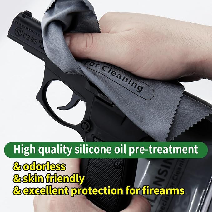 Silicon Gun Cloth 12'' ×12'' Gun Cleaning Cloths Lint Free - Gun Cleaning Wipes with Silicon Gray Gun Cleaning Rags for Gun Cleaning/Polishing Silicon Rags/Rust Wipes