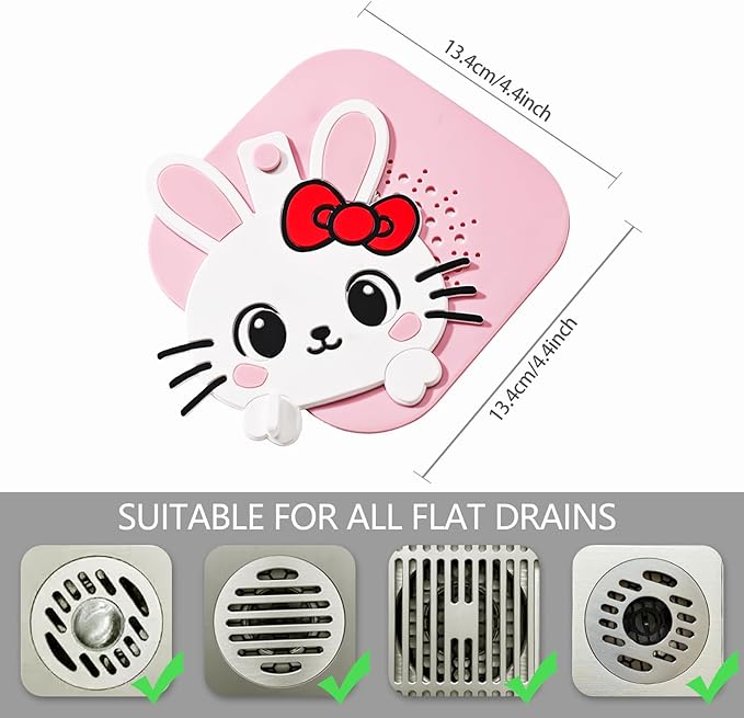 2-in-1 Shower Drain Hair Catcher & Bathtub Drain Cover, Odor-Proof Silicone Hair Stopper for Bathroom, Tub, Sink, Kitchen, Laundry - Prevents Clogs and Unpleasant Smells (2, Pink)