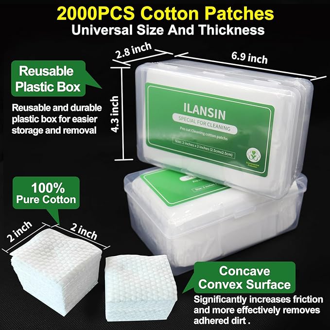 3000/1500PCS Gun Cleaning Patches+CLP Oil,2"x2" Lint Free Gun Cleaning Cloth,Professional Wipes for Shot Pistol/All Caliber of Firearms.Store in Box Can Store Gun Cleaning Kit,Choose Your Set