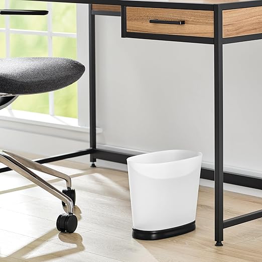 iDesign Slim Bathroom Trash Can, Small Plastic Garbage Can for Bedroom, Office, Desk, or Dorm, 2-Pack, Frost/Black