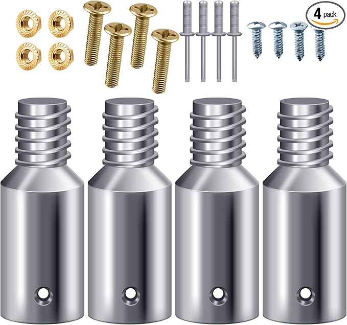 4 Pcs Threaded Tip Replacement Ultra Threaded Tip Repair Kit Mop Handle Pole Handle Replacement Extension for 1 Inch Stick Mop Broom Wood Metal Pole Tail Adapter