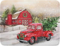 Red Truck Dish Drying Mat Xmas Tree Dish Drainer Rack Mat Winter Microfiber Absorbent Drying Pad for Home Kitchen Counter Decor 18x24 Inch