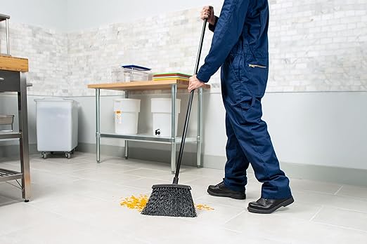 Carlisle FoodService Products CFS Duo-Sweep Plastic Small Debris Broom with Handle, 48 Inches, Black